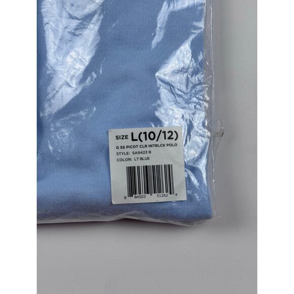 French Toast Girls Light Blue Picot Collar Polo – Size L (10/12), New - Picture 8 of 9